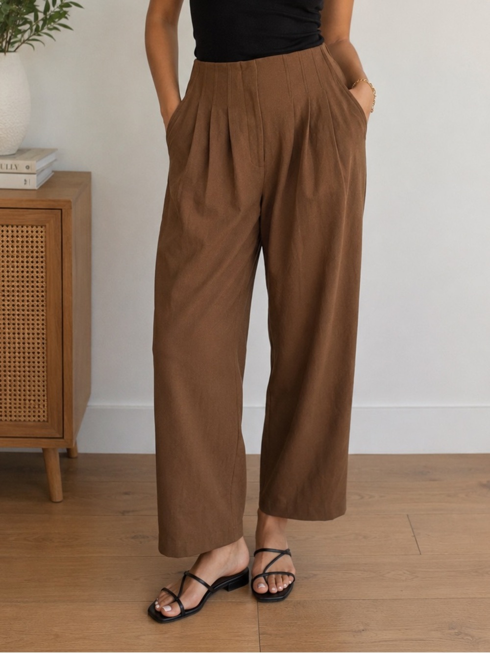 ASOS Wide Leg Pants in Brown